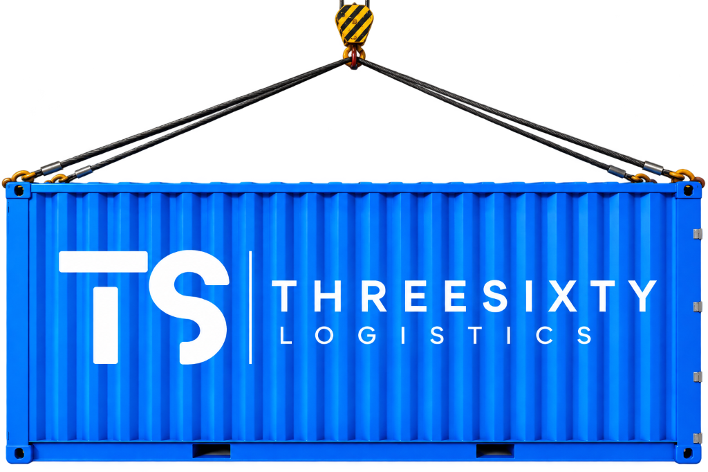 Contenedor ThreeSixty Logistics suspendido por cables